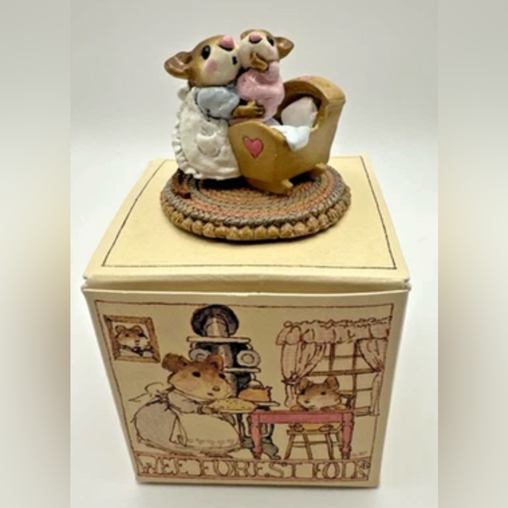 Wee Forest Folk BEDDY-BYE MOUSEY w/Box M-069 Pink Baby 1982 Annette Petersen WFF